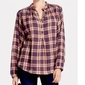 Free People Size Small Northern Bound Oversized Pop Over Flannel Shirt